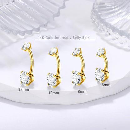 925 Silber Bauchnabelpiercing Gold Titan Zirkonia 6-12mm
