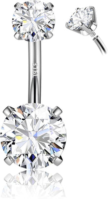 Bauchnabelpiercing Gold Silber Zirkonia Piercing 14G 925 Hypoallergen
