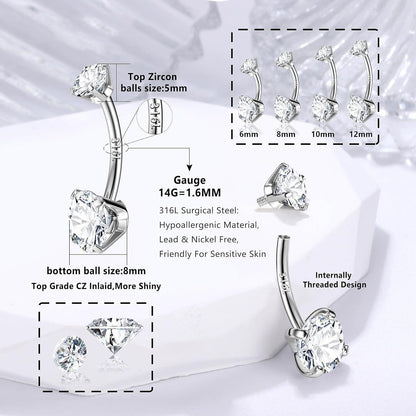 14G 925 Silber Bauchnabelpiercing Hypoallergener Titan Gold