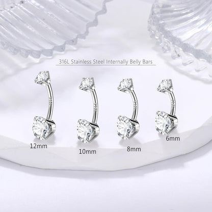 Bauchnabelpiercing Gold Silber Zirkonia Piercing 14G 925 Hypoallergen