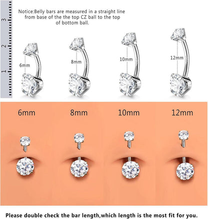 14G 925 Silber Bauchnabelpiercing Titan Gold Zirkonia Nabelpiercing 6/8/10/12mm