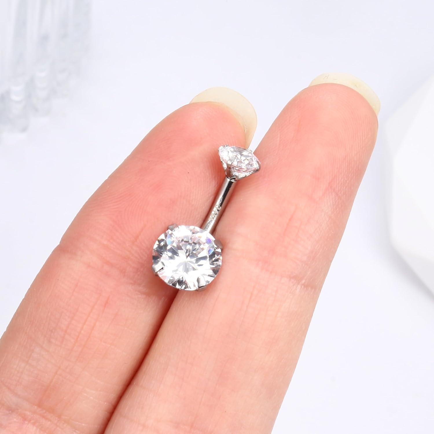 14G 925 Silber Bauchnabelpiercing mit Goldüberzug Zirkonia