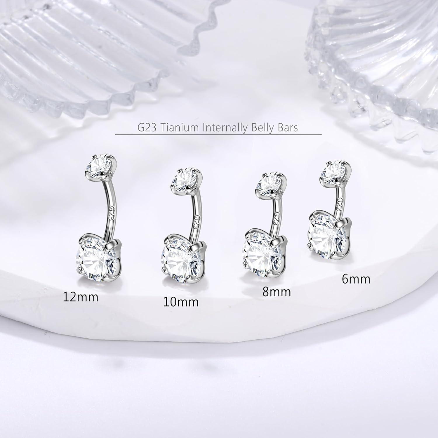 Hochwertiges 925 Silber Bauchnabelpiercing mit Titan und Zirkonia