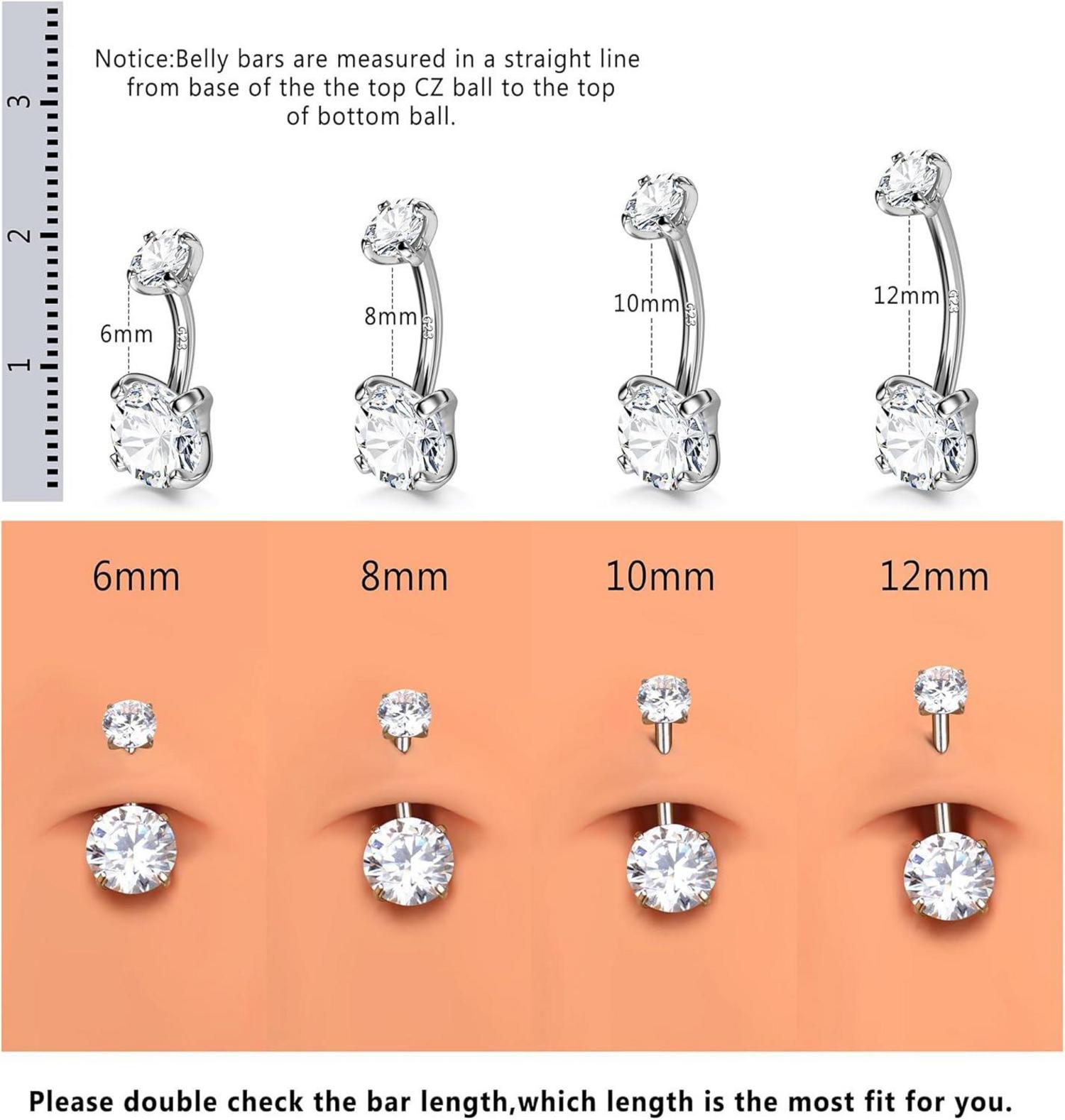 14G 925 Silber Bauchnabelpiercing Gold Titan Zirkonia Nabelpiercing