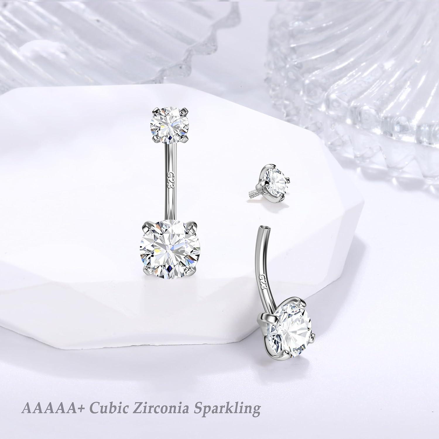 14G Silber Gold Bauchnabelpiercing Titan Zirkonia Ring 6/8/10/12mm