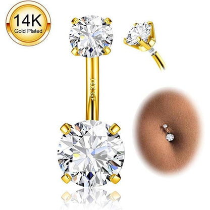 Bauchnabelpiercing 14G 925 Silber Zirkonia Gold Chirurgenstahl 6-12mm