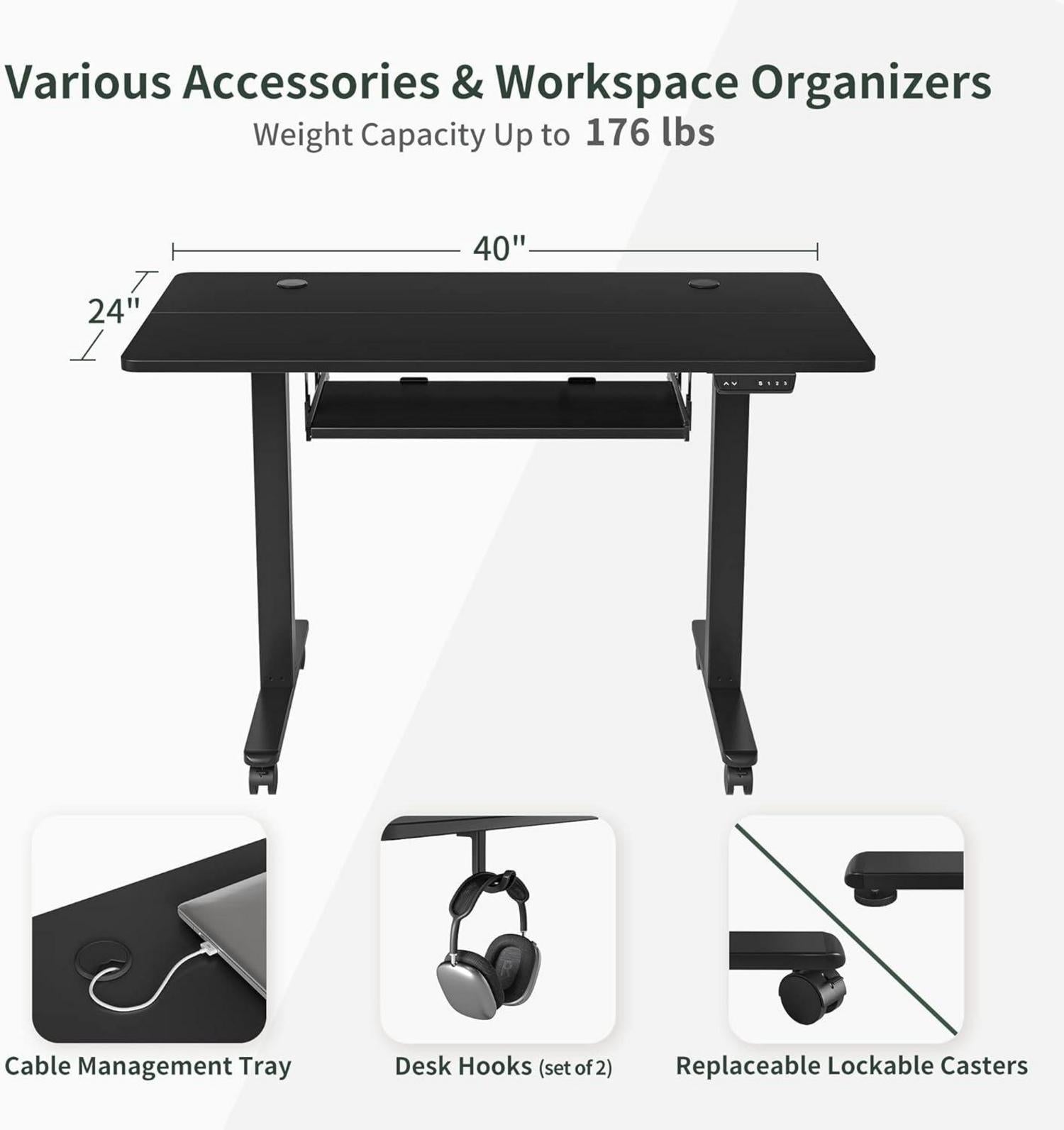FEZIBO 100x60 cm Elektrischer höhenverstellbarer Schreibtisch mit Tastaturablage