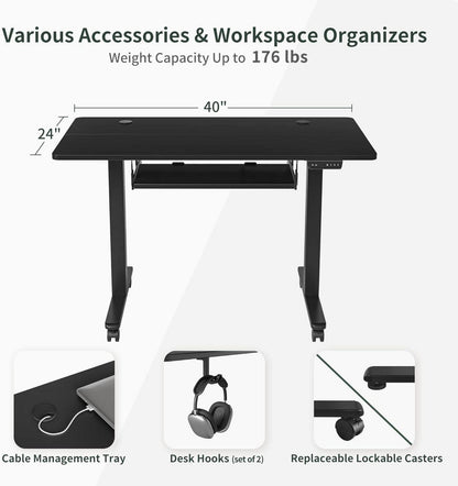 FEZIBO 100x60 cm Elektrischer höhenverstellbarer Schreibtisch mit Tastaturablage