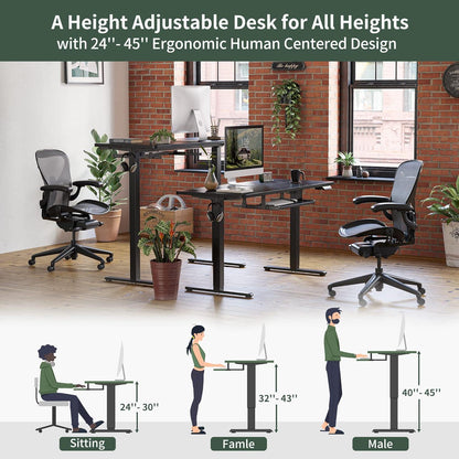 FEZIBO 100x60 cm Elektrischer höhenverstellbarer Schreibtisch mit Tastaturablage