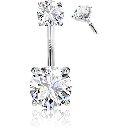 Bauchnabelpiercing 925 Silber Zirkonia 14G Goldfarben 6-12mm Stablänge