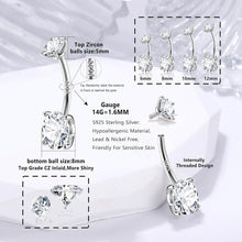 925 Silber Bauchnabelpiercing Gold Titan Zirkonia