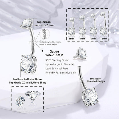 925 Silber Bauchnabelpiercing Gold Titan Zirkonia