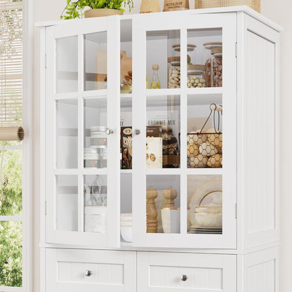 180cm Küchenschrank mit Glastüren & Schubladen – Weiß