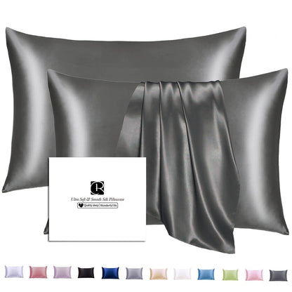 Seidenkissenbezug 2er-Set, 21 Momme, Space Grey