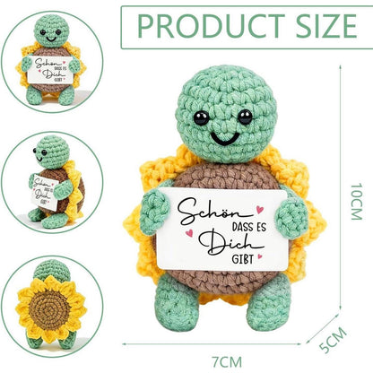 Gehäkelte Schildkröte mit Sonnenblume - Glücksbringer & Geschenk