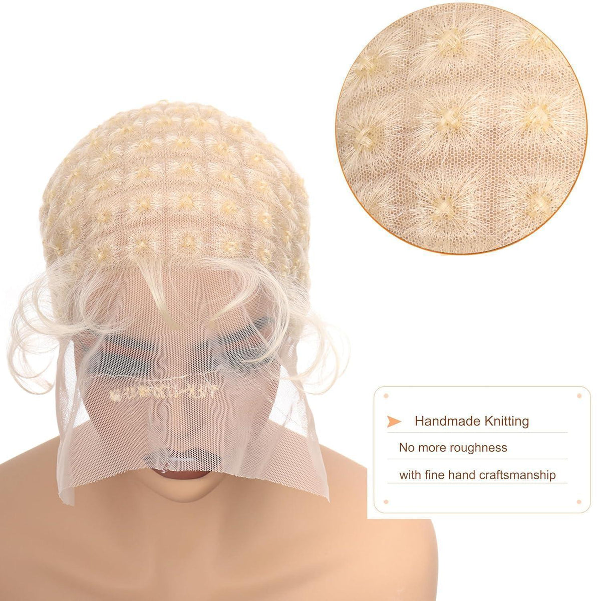 Geflochtene Perückenmütze mit Babyhaar, Blond