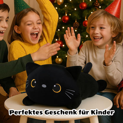 Plüschkissen Schwarze Katze mit 4 Kitten – Kuscheltier Geschenk
