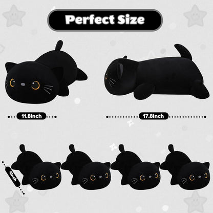 Plüschkissen Schwarze Katze mit 4 Kitten – Kuscheltier Geschenk