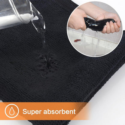 Mikrofasertücher 6er Set – Schwarz, 20x20cm, Putzlappen Küche