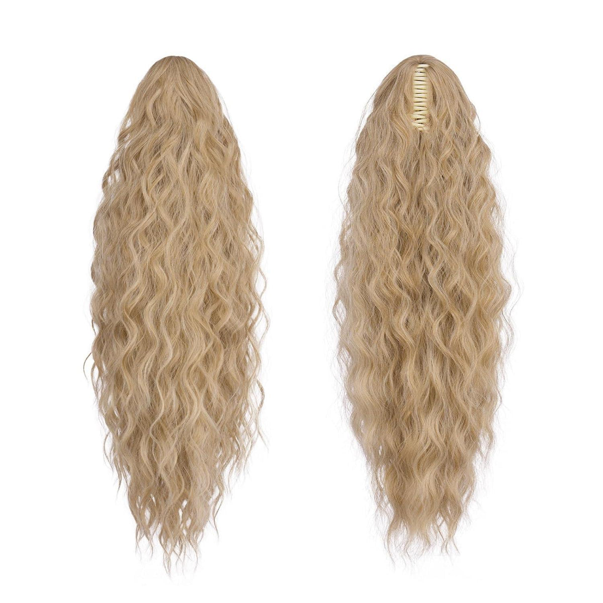 Welliges Pferdeschwanz-Haarteil mit Klammer – 75cm Blond/Aschblond