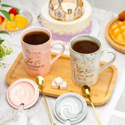 Silberhochzeit Geschenk 25 Jahre - Mr & Mrs Kaffeebecher Set