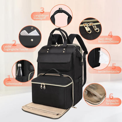 Laptop Rucksack Damen 15,6 Zoll mit Kühltasche & Diebstahlschutz