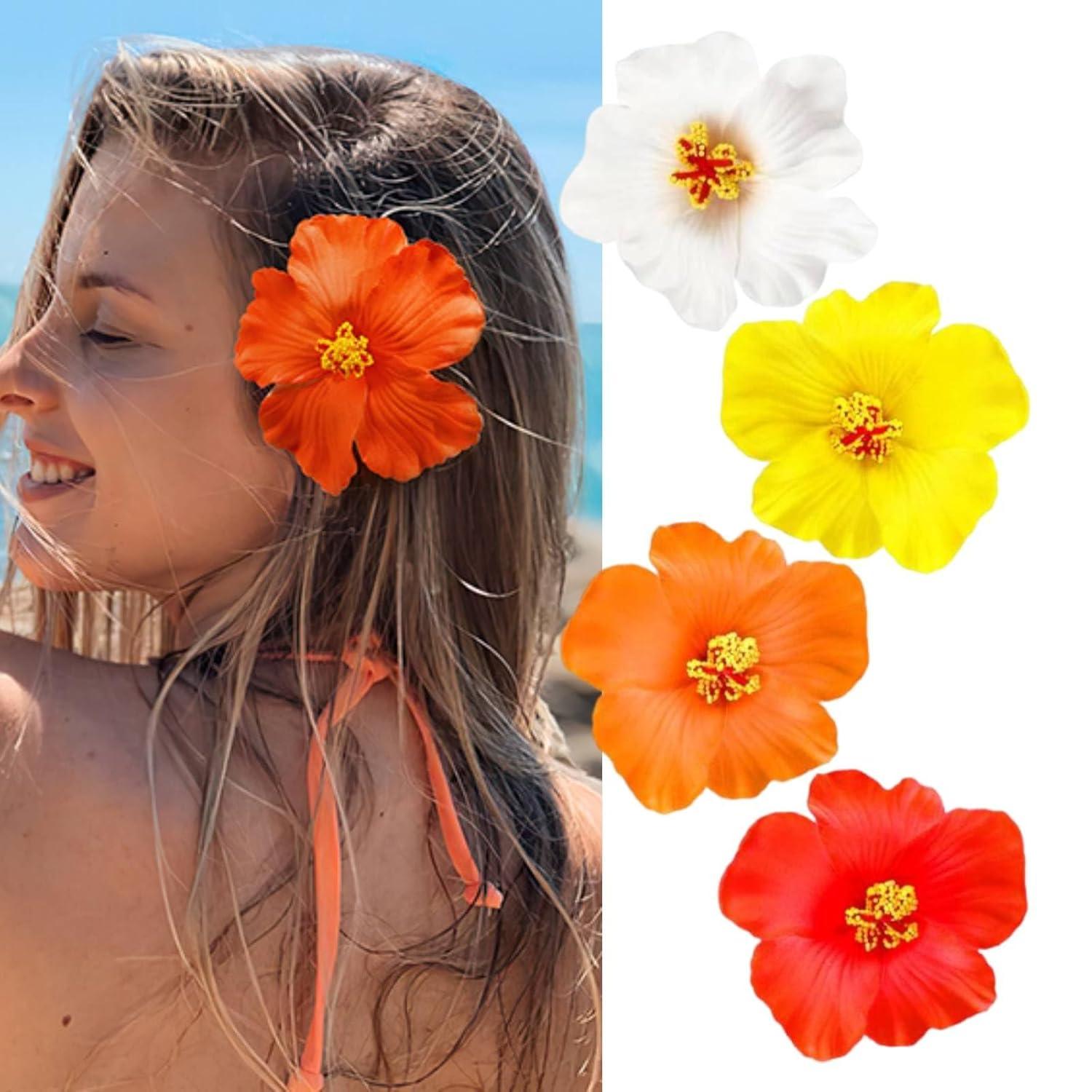Hawaiianische Blumen Haarklammern Set, 9.5cm Flower Hair Clips