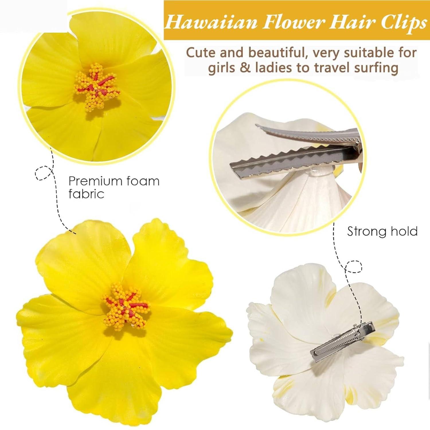 Hawaii Blumen Haarklammer Set 4 Stück 9.5cm Damen Hair Clip