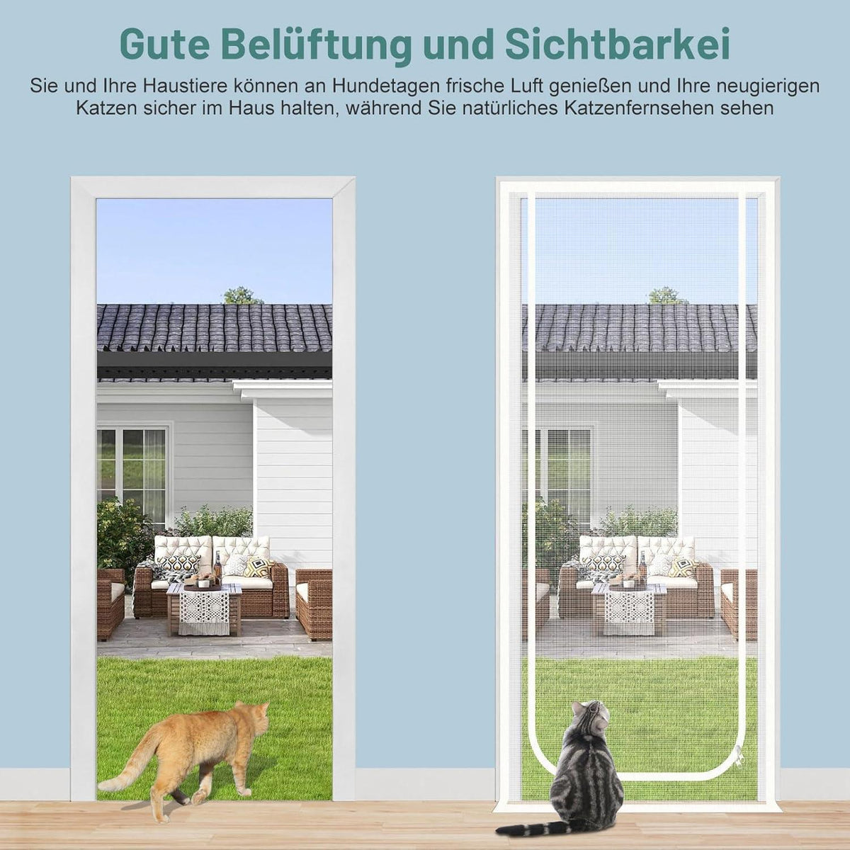 Katzengittertür verstärkt – Reißverschluss & kratzfest (120x220cm)