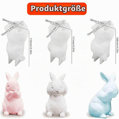 3 Silikonformen Hase Ostern – Gießformen für Kerzen & Gips