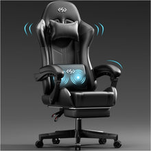 Gaming Stuhl mit Massagefunktion und Fußstütze, Schwarz