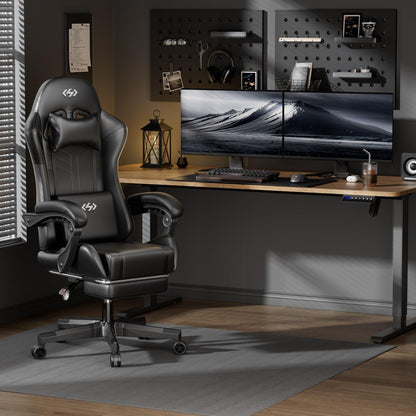 Ergonomischer Gaming Stuhl mit Massagefunktion und Fußstütze
