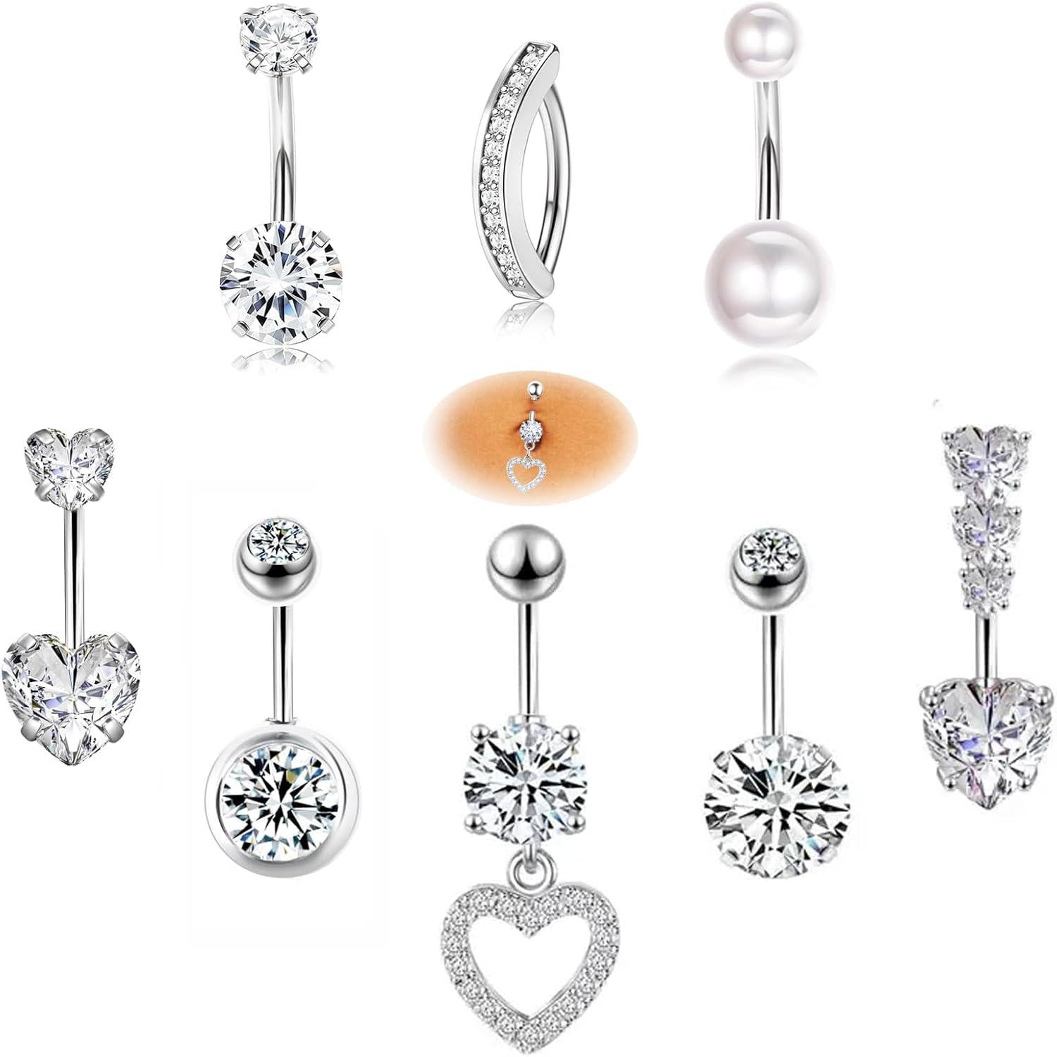 Bauchnabelpiercing Herz Schmetterling CZ Clicker 14G Chirurgenstahl