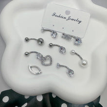 Bauchnabelpiercing Set 14G Chirurgenstahl CZ Herz