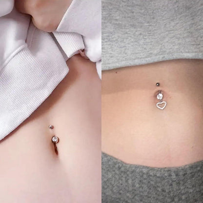 Bauchnabelpiercing Set Chirurgenstahl CZ Herz Schmetterling 14G