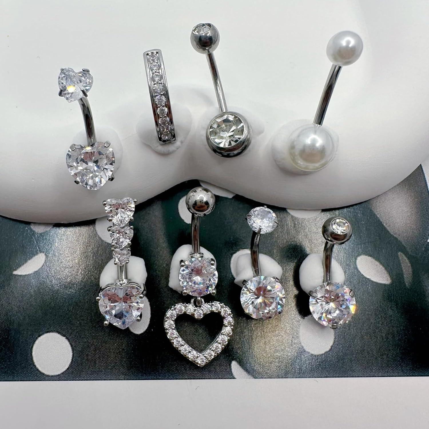 Bauchnabelpiercing 14G Chirurgenstahl CZ Herz Schmetterling Clicker