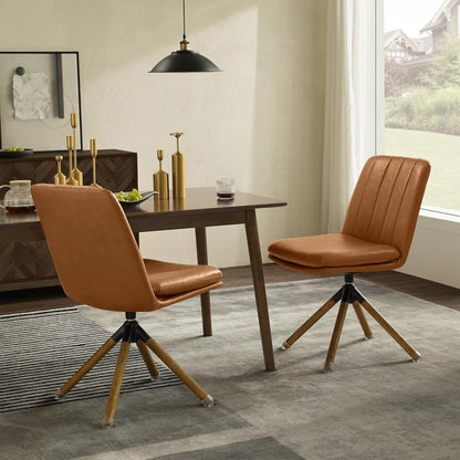 Zouron Braun Bürostuhl – Mid Century Modern Drehstuhl mit Holzbeinen