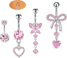 Bauchnabelpiercing 14G Chirurgenstahl CZ Herz Schmetterling Set