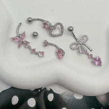 Bauchnabelpiercing Set 14G Chirurgenstahl CZ Herz