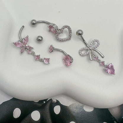 Bauchnabelpiercing Set 14G Chirurgenstahl CZ Herz