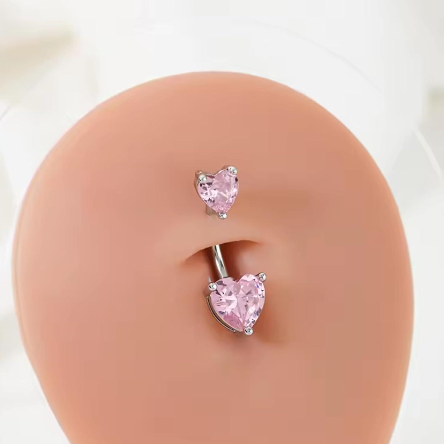 Bauchnabelpiercing Set 14G Chirurgenstahl CZ Herz Schmetterling