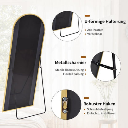 Ganzkörperspiegel Bogenförmig Gold – 198x89cm, Stand- & Wandspiegel