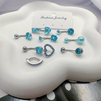Bauchnabelpiercing Set 14G Chirurgenstahl CZ Herz
