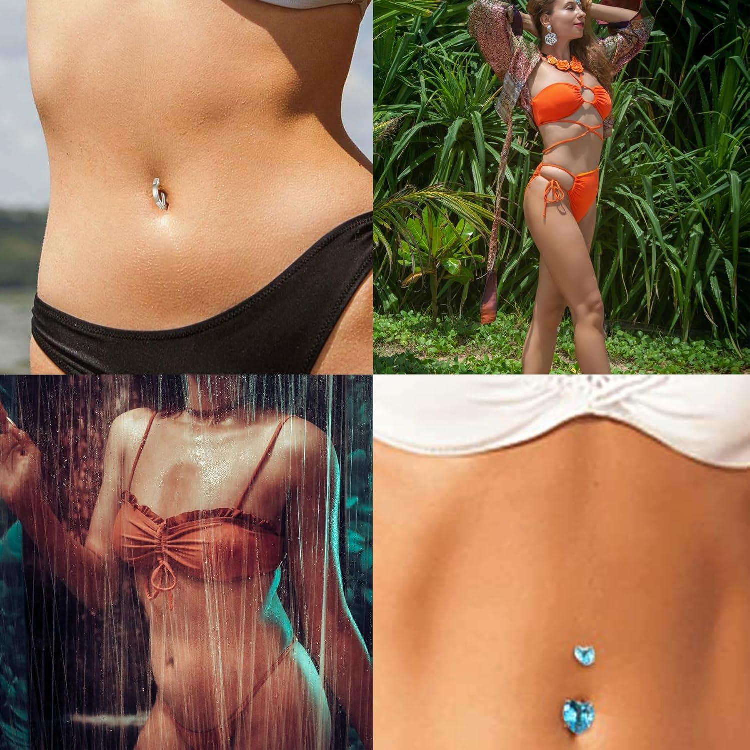 Bauchnabelpiercing 14G Chirurgenstahl CZ Herz Schmetterling Clicker