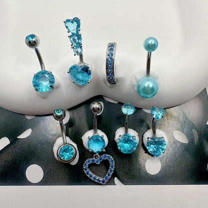 Bauchnabelpiercing Set 14G Chirurgenstahl CZ Herz Schmetterling