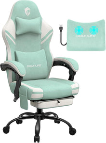 Gaming Stuhl mit Massagefunktion und Fußstütze, ergonomisch, Stoff