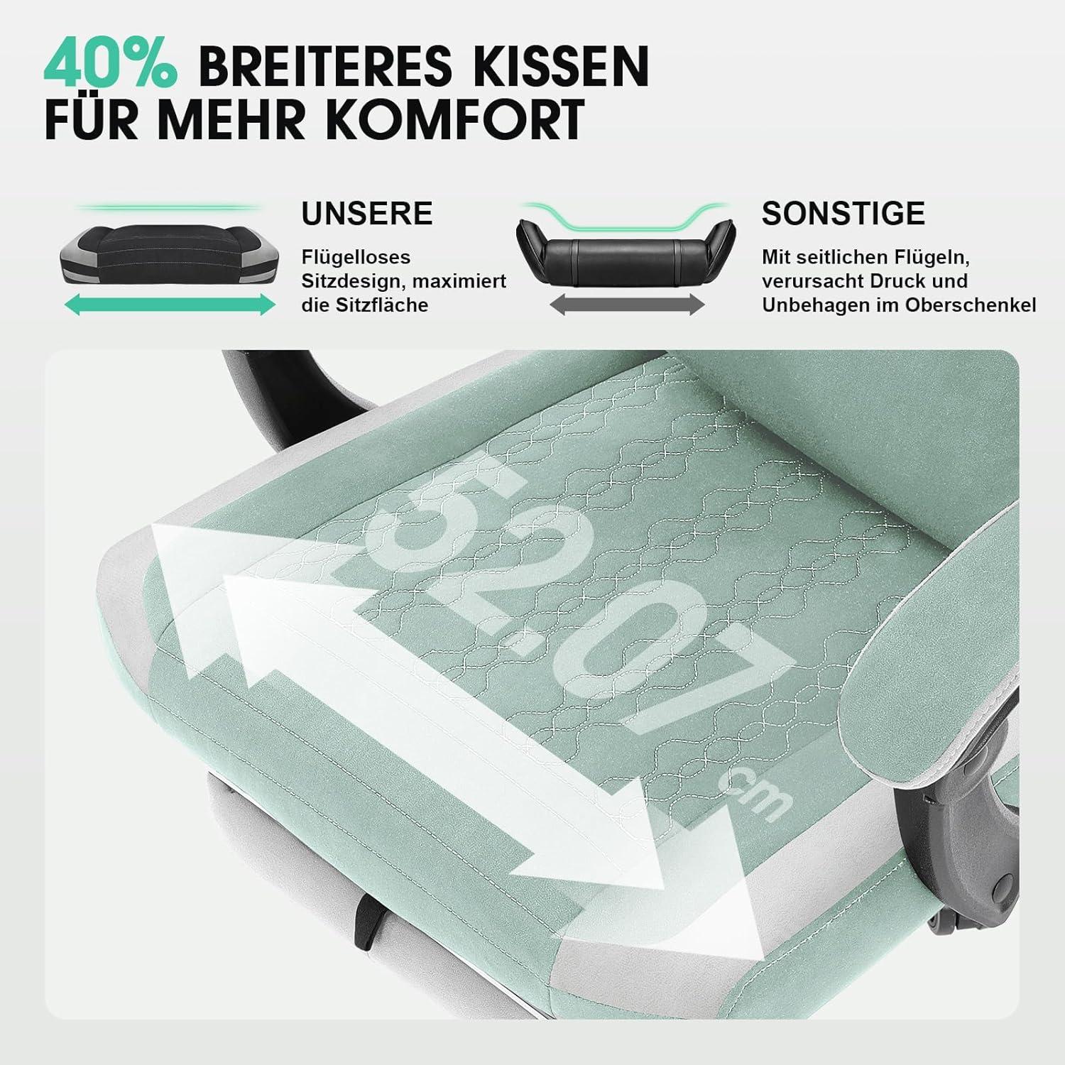 Gaming Stuhl Stoff Massage Sitzkissen Taschenfedern Fußstütze