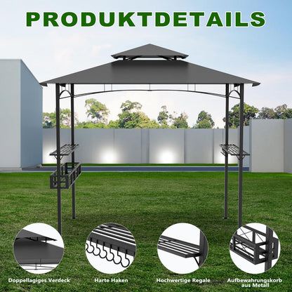 Grillpavillon Outdoor 245x153cm mit Rauchabzug & Stauraum
