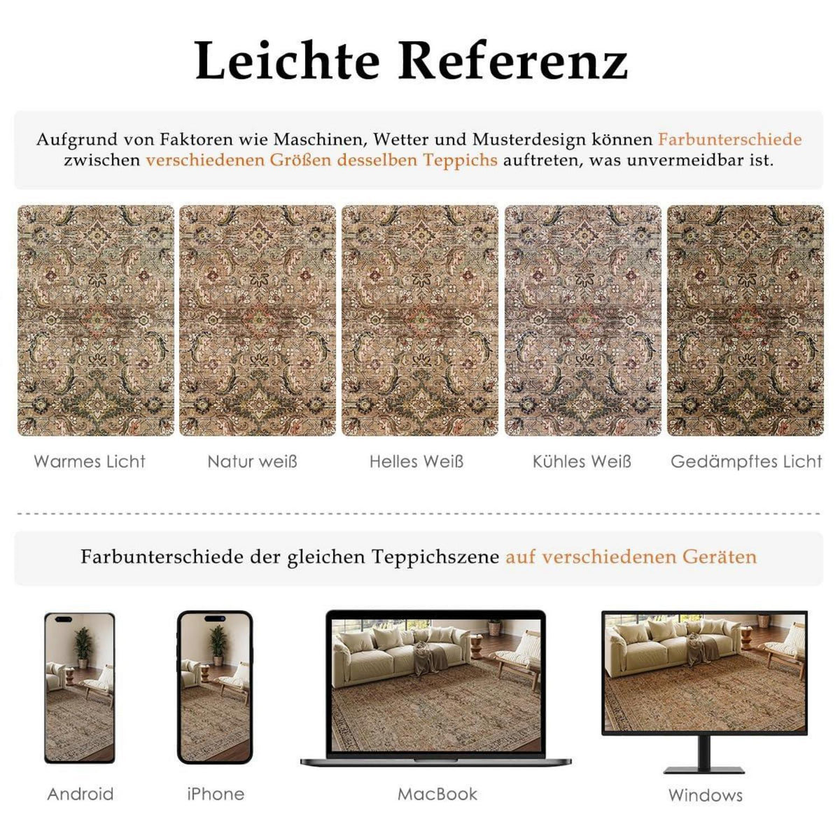 Vintage Teppich Braun/Bunt 240x300cm – Waschbarer Wohnzimmerteppich Retro