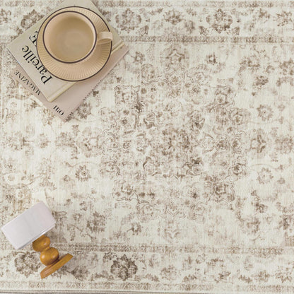Vintage Teppich 200x300cm Beige – Waschbarer Wohnzimmerteppich